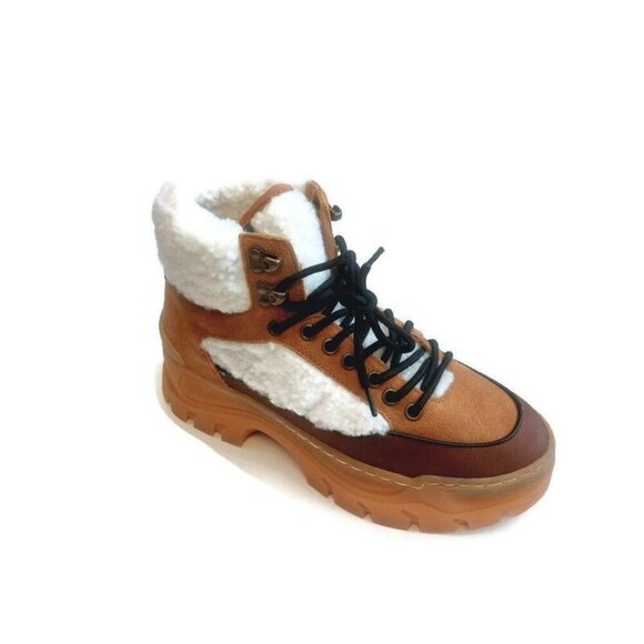 Greats Brooklyn Womens 7.5 Lace Up Suede Platform Hiking Boots Brown Colorblock - Picture 1 of 8